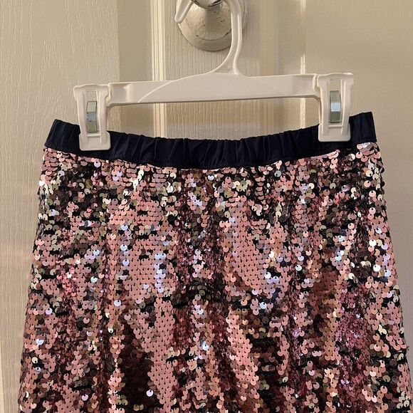 Oshkosh B'gosh Pink Silver Sequin Skirt Flippy Reversible Sequins Girls Size 12 - Picture 2 of 8